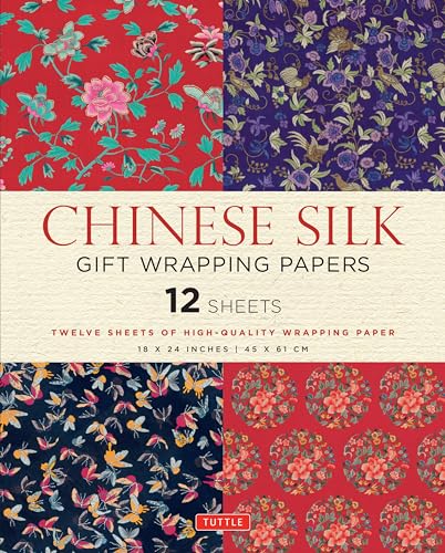 Chinese Silk Gift Wrapping Papers: 12 Sheets of 18 x 24 inch Wrapping Paper
