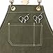 Jeanerlor - 16oz Water-Resistant Work Hairdresser Canvas Aprons for Women Painting Garden Tool Apron with Pockets（Olive Green） Adjustable S to M