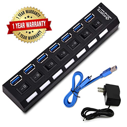 Windyoung USB Hub, USB 3.0 Hub with Individual Power Switches and LEDs 7