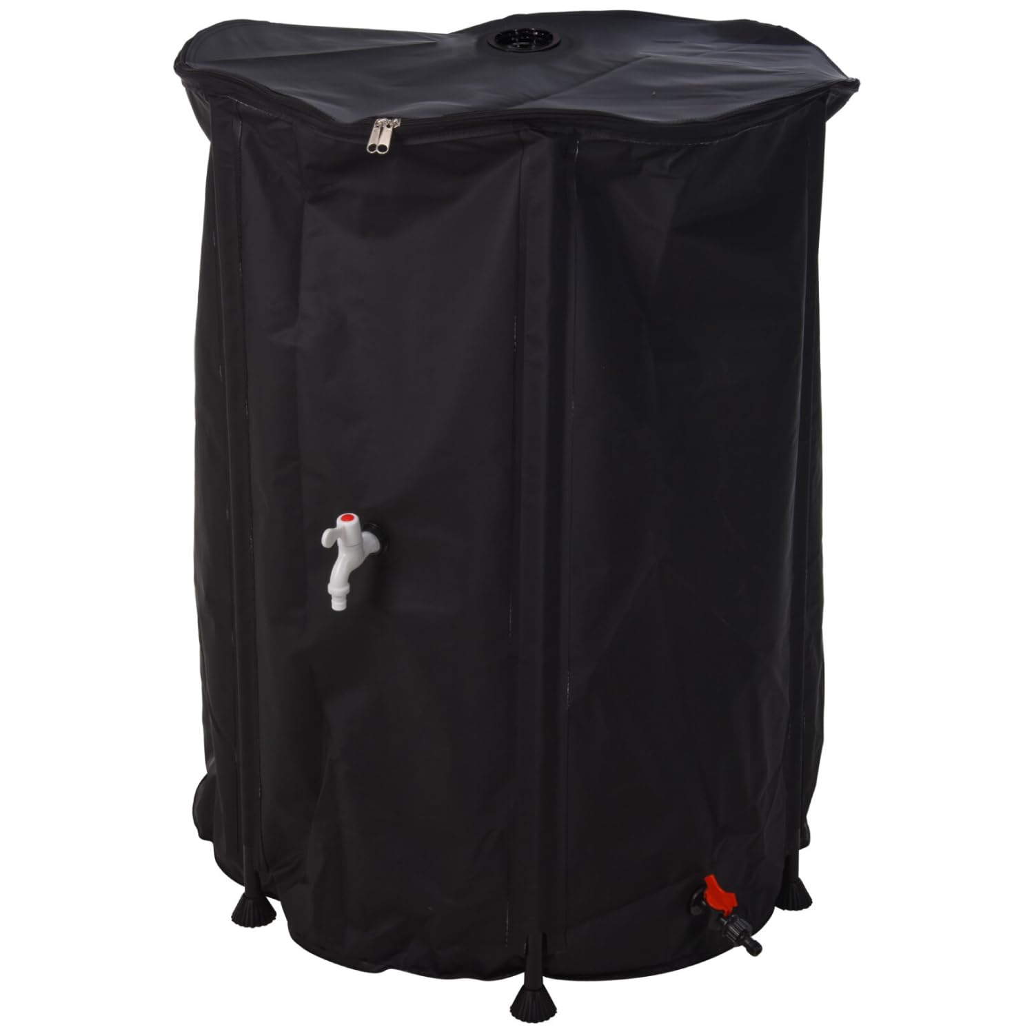 Idooka Black Large Collapsible 500L Waterbutt Rainwater Collector Barrel With Tap, Lid, And Hose Pipe Connector