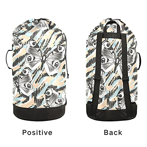 Butterflies Laundry Bag Heavy Duty Laundry Backpack With Shoulder Straps And Handles Travel Laundry Bag With Drawstring Closure Dirty Clothes Organizer For Camp College Dorm And Apartment #TOP3