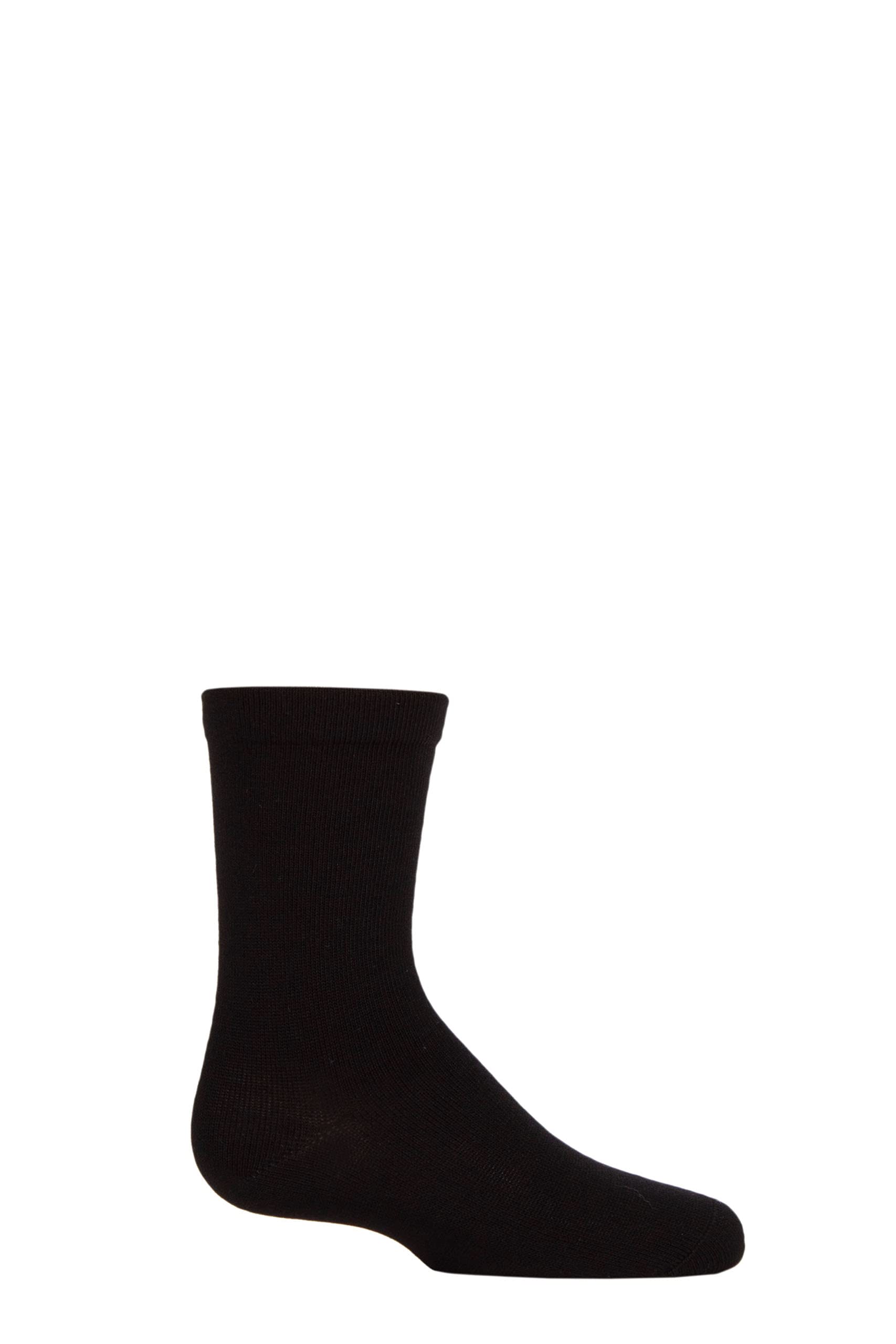 Sockshop Black Kids Plain Mid-Weight Bamboo Socks With Comfort Cuff And Smooth Toe Seams Pack Of 1 4-5.5