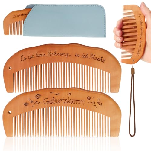 Geburtskamm Wehenkamm 2 Stück Geburtskämme für Frauen Kamm Holz Holzkamm Birth Comb Schwangerschaft Geschenk für Mutter Stresslinderung für Angstlinderung Natürliche Schmerzlinderung Stresslinderung