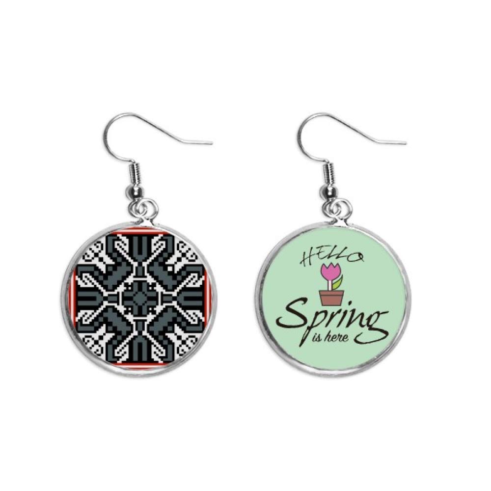 Pendientes de estilo ruso gris colgantes con patrón de textura país joyas 5