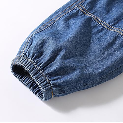 Boys Girls Harlen Jeans Elastic Waist Wide Leg Lightweight Denim Pants Solid Casual Wash Jeans with Pocket4