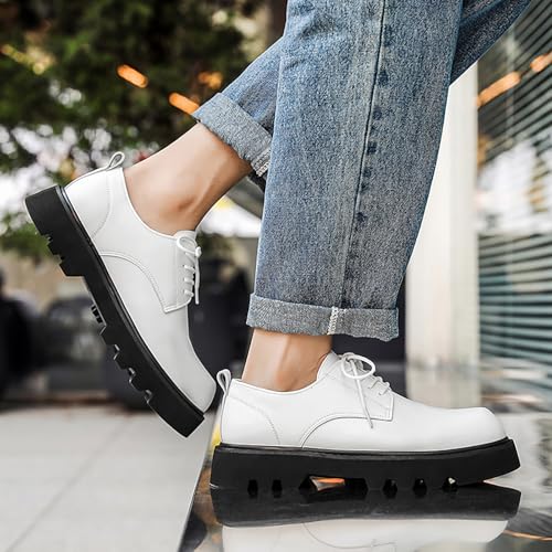 Men's Leather Platform Derby Oxfords Casual Round Toe Lace-Up Soft Bottom Dress Shoes for Work Office Business4