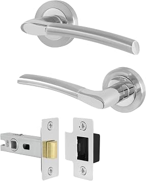 EAI Polished Chrome Door Handles with Latch, 1 Pack - Bova