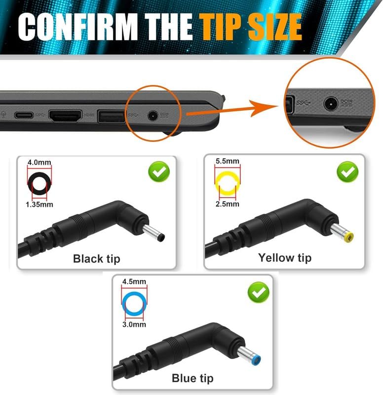 Image of New Replacement for ASUS U65W-01 Mini Mulit-Tips Adaptor /Charger Pin with Plug Dimension 4.0mm*1 /4.5mm*1 /5.5mm*1