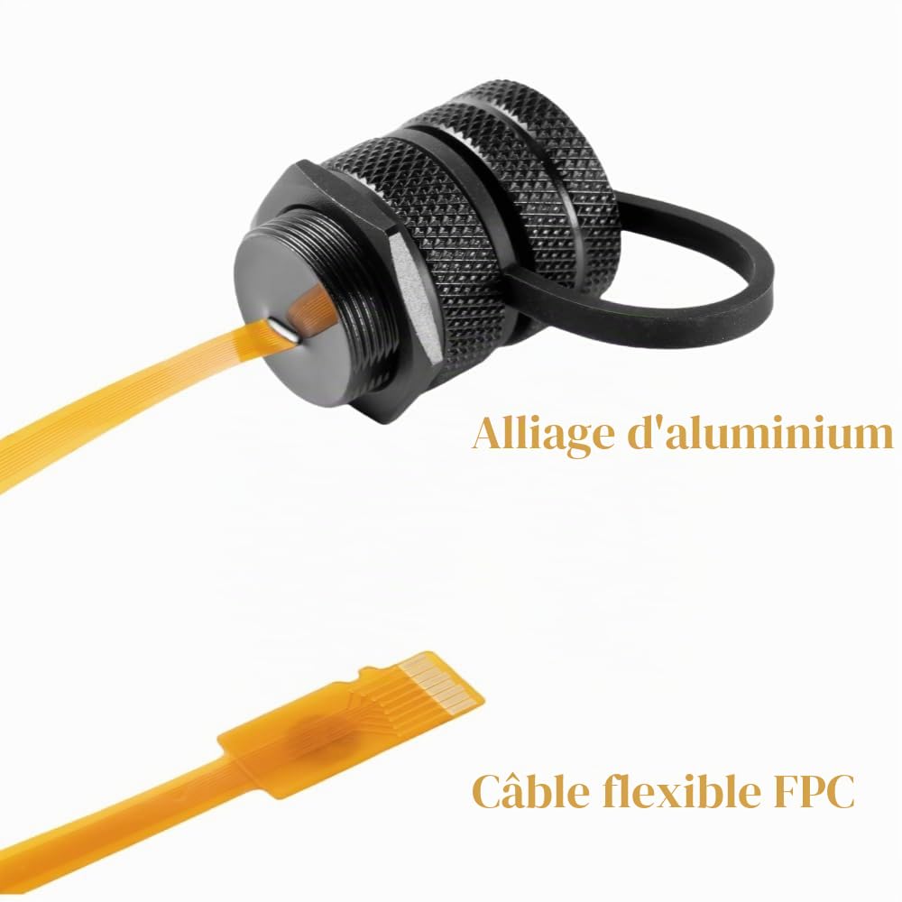 Adaptateur de câble d'extension Micro SD (TF) vers carte TF étanche - Adaptateur de carte mémoire flash pour SanDisk/Arduino/GPS/DVR/Dash Cam/tablette (alliage d'aluminium, 0,3 m)