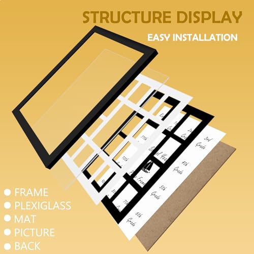Image of DUENPY 12x16 K12 School Year Frame 1 5x7 12 Small Photos Black