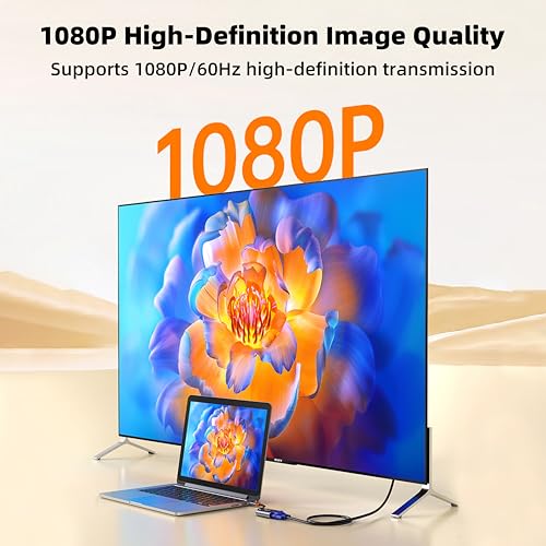 Convertisseur HDMI vers VGA avec connecteur plaqué or pour moniteur et projecteur Full HD - 3