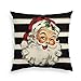 AVOIN Housse de coussin de Noël à rayures aquarelles Père Noël 45,7 x 45,7 cm