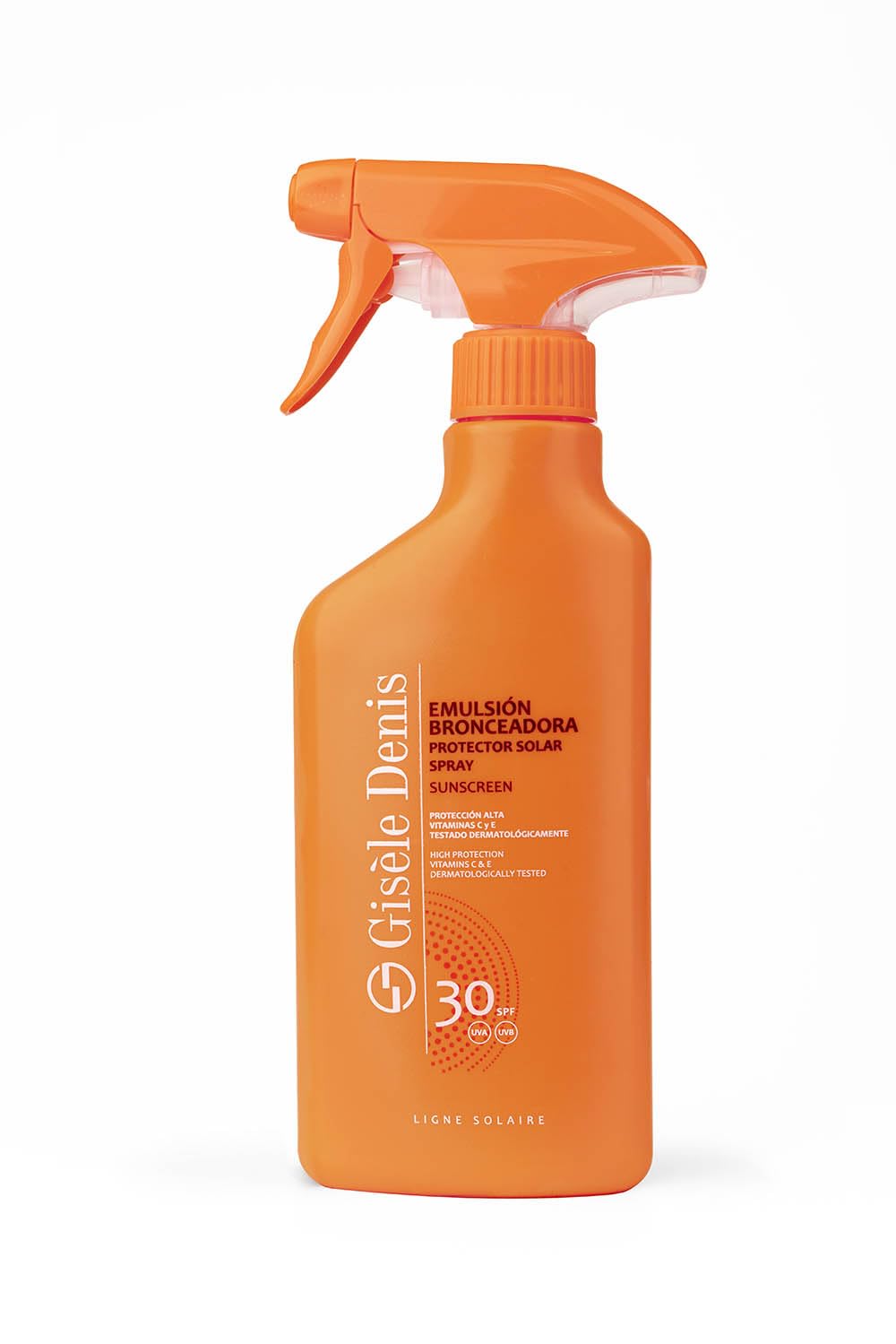 GISÈLE DENIS - Protector Solar en Spray, 300 ml, Protección FPS30, Emulsión Bronceadora, Cuidado de Piel, Crema Solar, Hidrata la Piel, Resistente al Agua, para Uso Diario, Previene Manchas y Arrugas