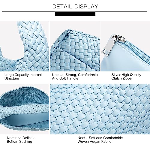 Image of Queenoris Fashion Hobo Bags for Women Top-handle Shoulder Bag Vegan Leather Purses Soft Summer Tote Bag | WOVEN