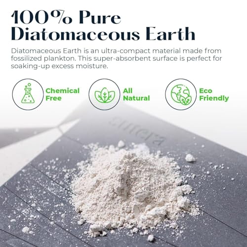 Image of SUTERA Rubber- Stone Bath Mat, Diatomaceous Earth Shower Rectangular Shape Mat, Non-Slip Super Absorbent Quick Drying Bathroom Floor Mat, Natural, Easy to Clean (Dark Grey Straight (Small))