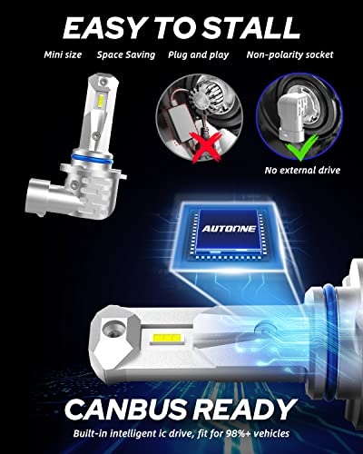 Image of AUTOONE 2026 Upgraded 9006 Headlight Bulbs, 1000% Bright 50000 Lumens HB4 Bulbs