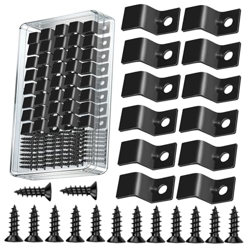 Ojeemii 40PCS Z Clips for Table Tops Heavy Duty Table Top Fasteners Z Fasteners for Wood (Black)