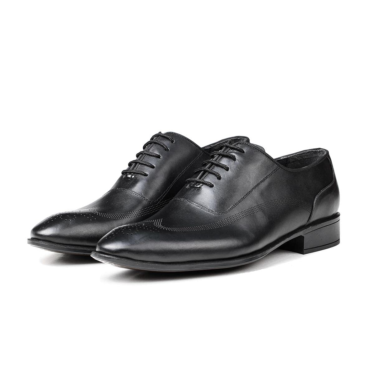 Ducavelli Elegantes zapatos clásicos con cordones de cuero genuino para hombre, Negro , 41 EU