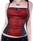 win2win Women Sexy Crop Top Red Corsets Tops Emo Alt Camisole Grunge Harajuku Bustiers Spaghetti Strap