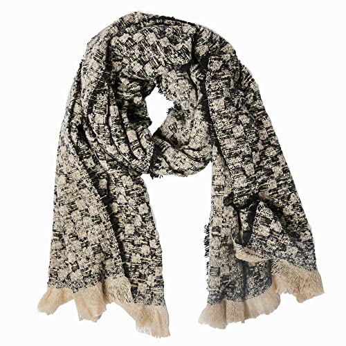 Womens Nina Checkered Weave Knit Oblong Scarf