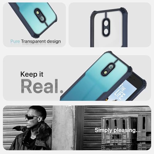 Image of Pikkme itel A23 Back Cover | Crystal Clear Transparent Back | Ultra Hyrbid | Full Camera Protection | Raised Edge | Bumper Back Case (Blue)