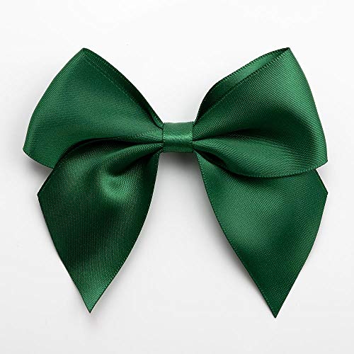 Italian Options Large Satin Ribbon Bows Self Adhesive 6-Piece Pack, 10 cm Bow Width, Bottle Green