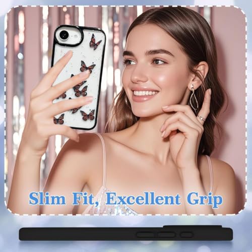 Image of VONZEE Clear Transparent Back Cover Case for iPhone 16e / iPhone 17e with Camera Protection Anti Yellow Slim Fit Anti-Fingerprint & Lightweight Protective Cover-Black