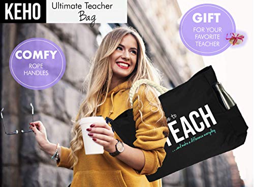 Keho XXL Ultimate Teacher Waterproof Multi Pocket Tote Shoulder Bag (Huge) - Perfect Usable Gift for Teacher Appreciation, Comfy Rope Handles & Perfect Work Bag2