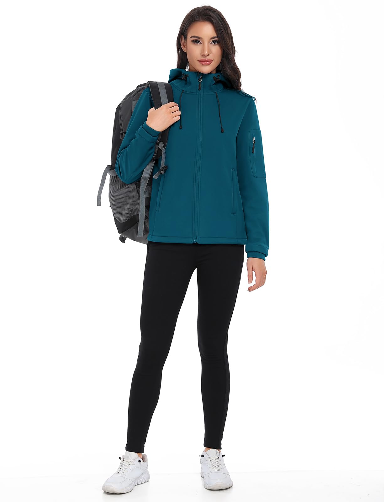 Vancavoo Chaqueta Softshell Mujer Invierno Impermeable Senderismo Abrigo con Capucha Cortavientos Transpirable Jacket