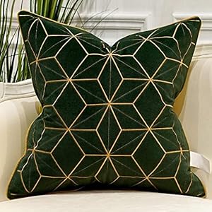 Avigers 18 x 18 Inches Green Gold Plaid Cushion Case Luxury European Throw Pillow Cover Decorative Pillow for Couch Living Room Bedroom Car