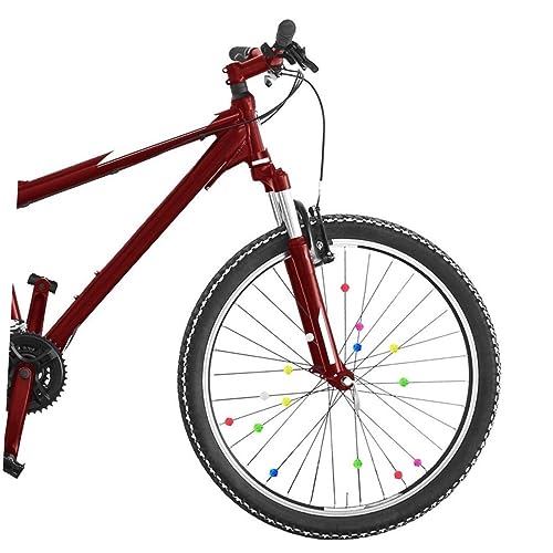 HOLIDYOYO 36Pcs Luminous Round Beads for Bicycle Wheels Colorful Plastic Clip Decorations Nighttime Visibility Fits Standard Bike Spokes for Bikes