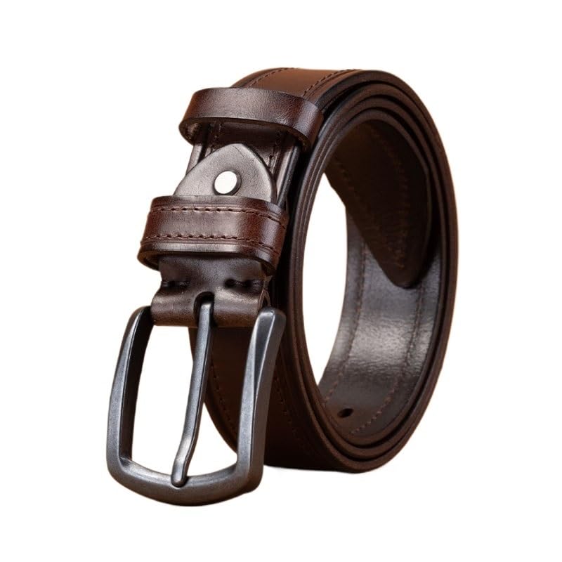 Vintage Leather Belt for Men Versatile Casual Pin Buckle Jeans Strap