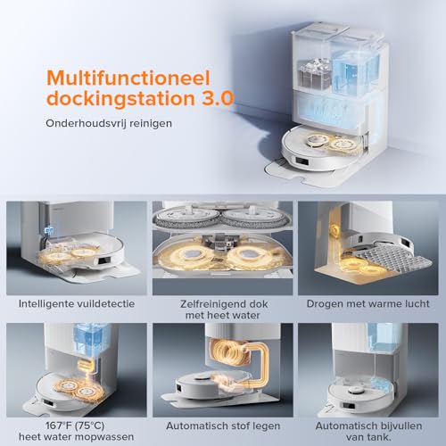 Roborock Qrevo Edge S5A Robotstofzuiger met Dweil, 18.500 Pa Zuigkracht, Dubbel Anti-Klit Systeem, FlexiArm Zijborstel, 75°C Heetwater Mop - Afbeelding 5