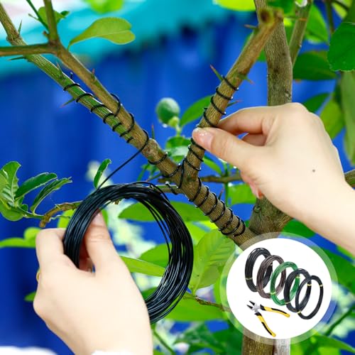 5 rollos de alambre para bonsái de aluminio anodizado con cortador miniatura 5