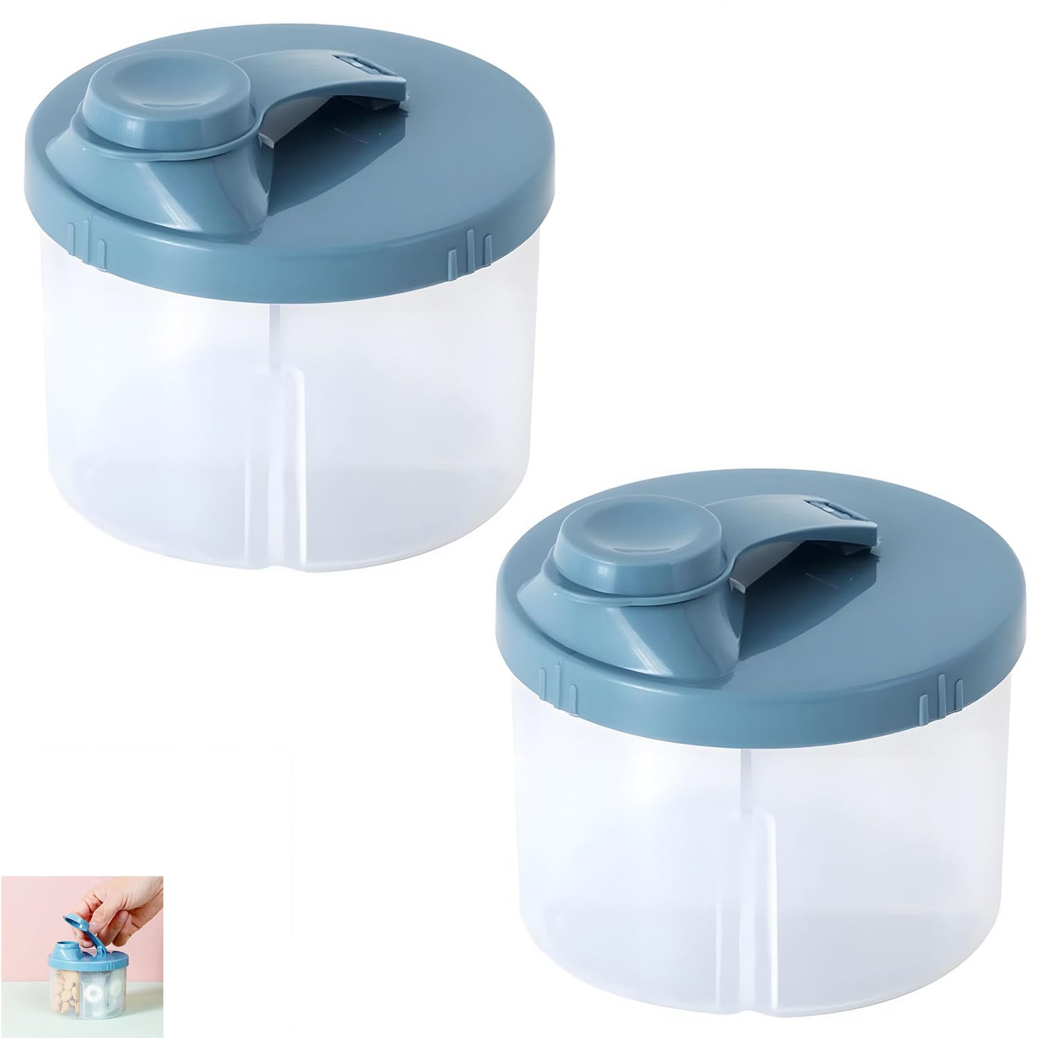Joyzzz Baby Formula Dispenser, 2 PCS Non-spill Rotating Four-Compartment Formula Container to Go, Formula Dispenser, Milk Powder Kids Snack Container for Infant Toddler Travel