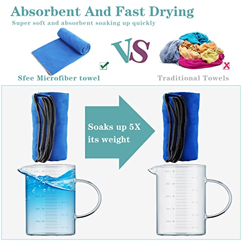 Sfee 2 Pack Microfiber Travel Towel, Quick Dry Towel Camping Towel Beach Towel Super Absorbent Compact Lightweight Sports Towel Gym Towel Set For Beach, Gym, Hiking, Pool, Backpacking, Bath, Yoga #TOP3