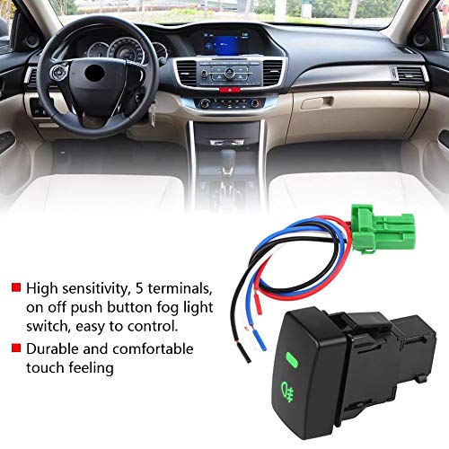 Duokon Fog Light Button Switch, 5 Pin Black Plastic Car Push Button for Honda Civic Accord CRV, Connecting Line