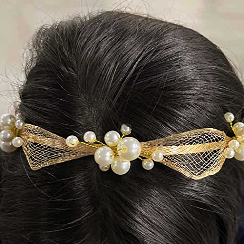 Casdre Pearl Bride Wedding Headband Gold Bridal Headpiece Hair Piece Hair Accessories For Women And Girls #TOP21