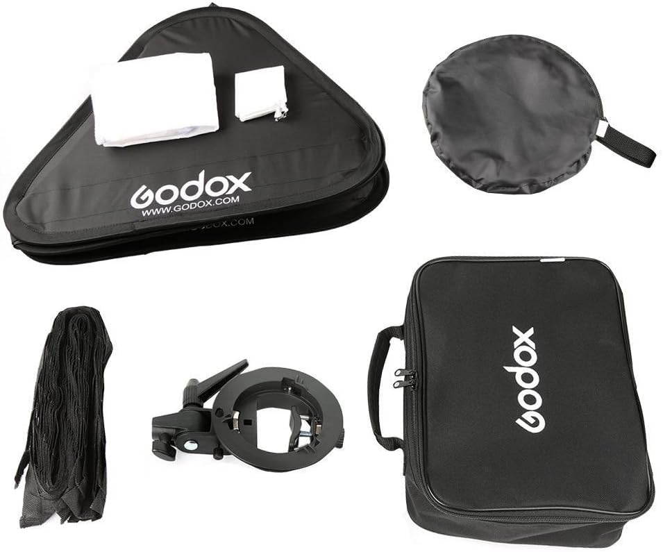 Godox Softbox 32"x32" Soft Light Modifier with Grid, S-Type Flash Bracket Bowens Mount Holder for Studio Flash Speedlight Photography Godox AD200Pro V860II V860III TT685II TT600 TT350