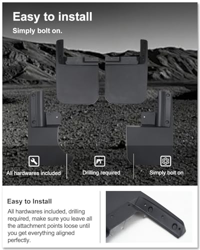 Image of Kiwi Master Mud Flaps for 2020-2026 Jeep Gladiator (Not Fits Rubicon /Mojave), OEM Replacement # 82215611 82215332AB, Heavy Duty Mud Guards, Front & Rear Splash Guards, 4 Pcs Set