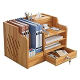 【Weit verbreitet】Organizer Schreibtisch groß kann verwendet werden, um Papierdokumente, Ordner, Bücher, Journale, Notizbücher, Briefe, CDs usw. zu sammeln. Sortieren Sie Stifte, Taschenrechner, Bindemittel, Haftnotizen, Kosmetika und andere Gadgets. Dieser hölzerne Aktenhalter ist definitiv ein guter Freund in Ihrem Alltag, da Sie Ihre Vorräte leicht erreichen können.