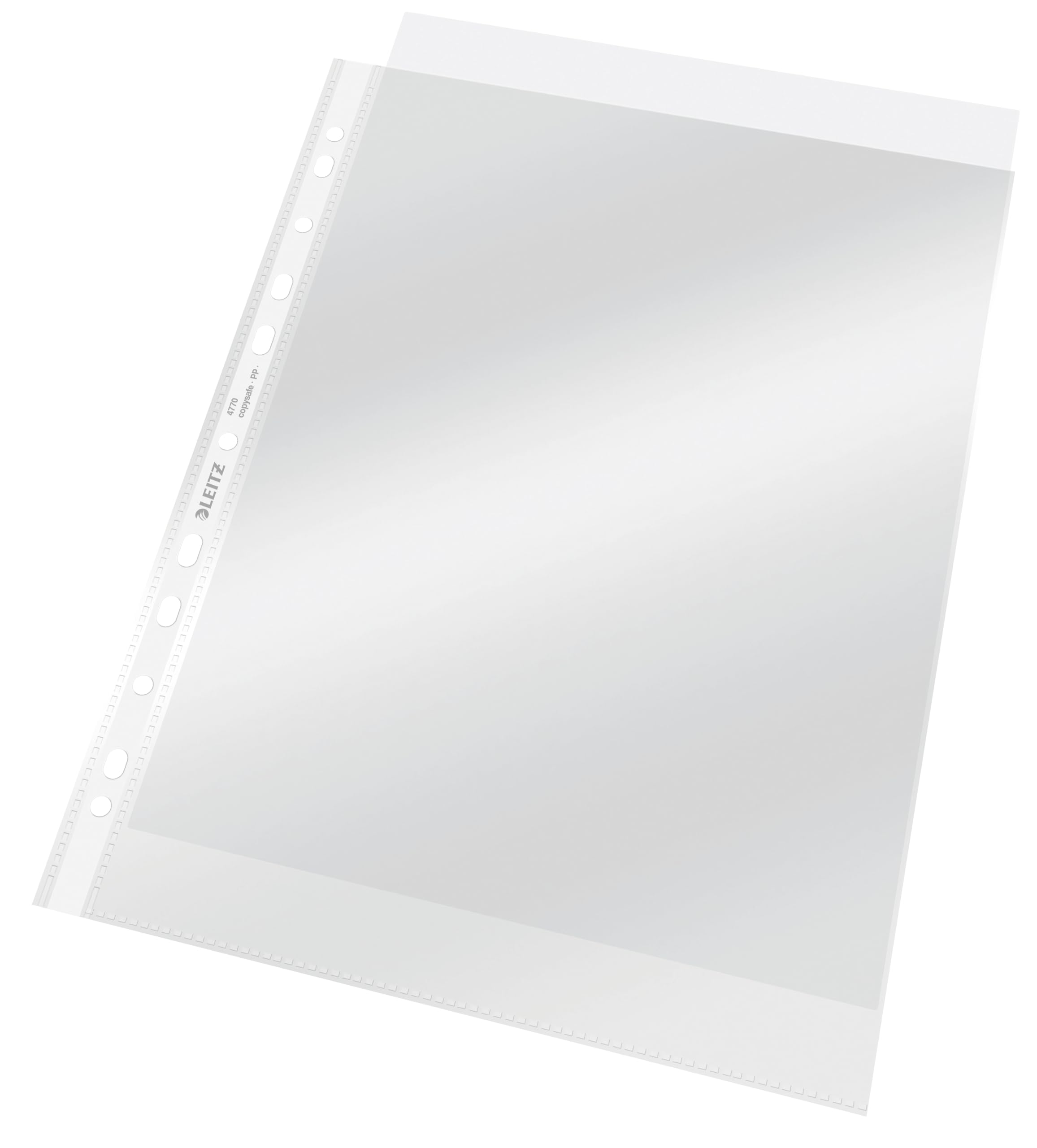Leitz, pochettes perforées A4, PP transparent lisse, 75 microns, Boite de 100 pochettes, 47700002