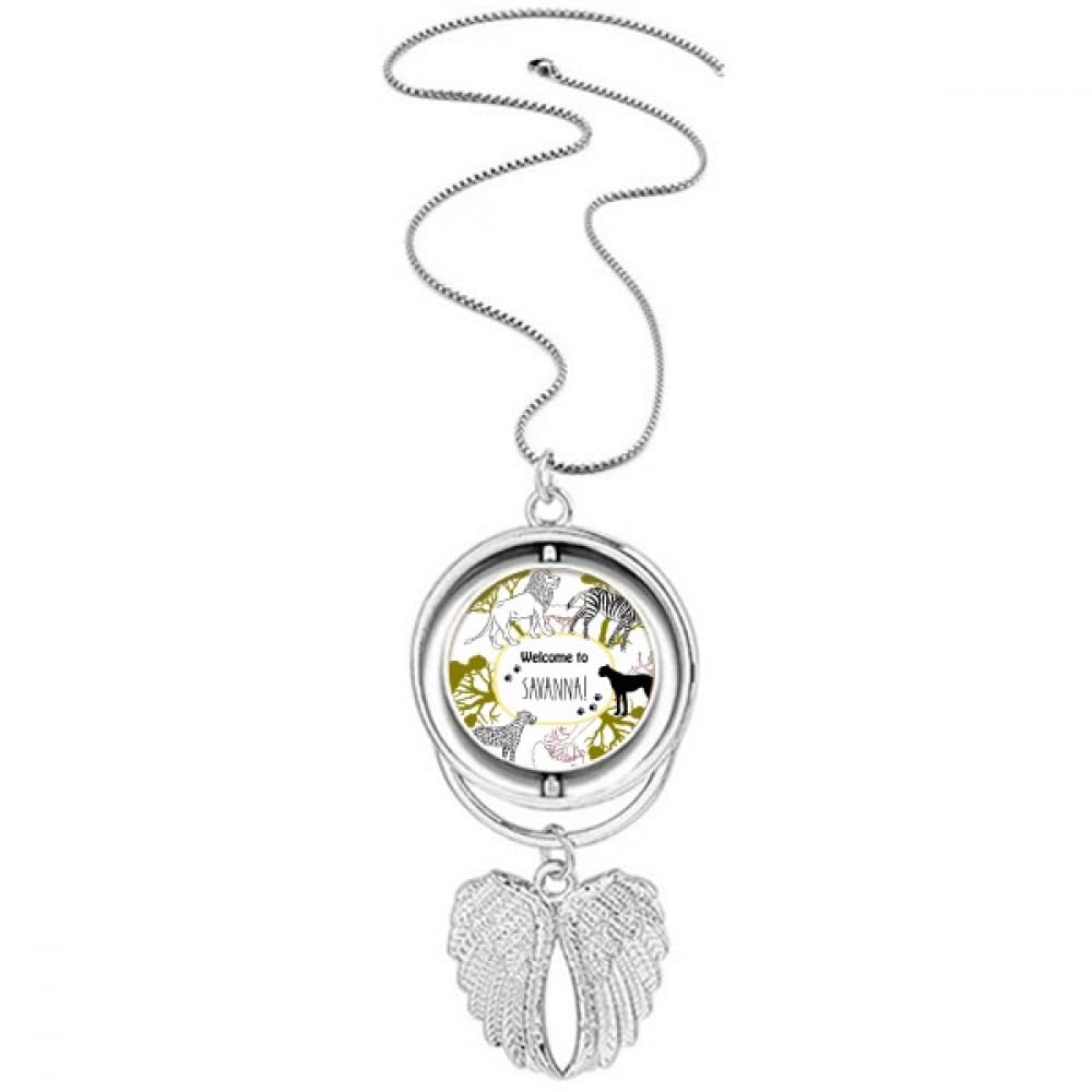 Collier ailes d'ange léopard en acier avec pendentif animalier chic
