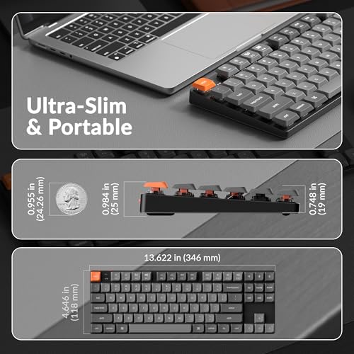 Image of Keychron K1 Max Ultra-Slim Wireless Mechanical Keyboard, 80% TKL Layout Bluetooth /2.4 GHz /Wired Keyboard with Low-Profile Gateron Red Switch, Hot-Swappable, RGB Backlit QMK for Mac Windows Linux
