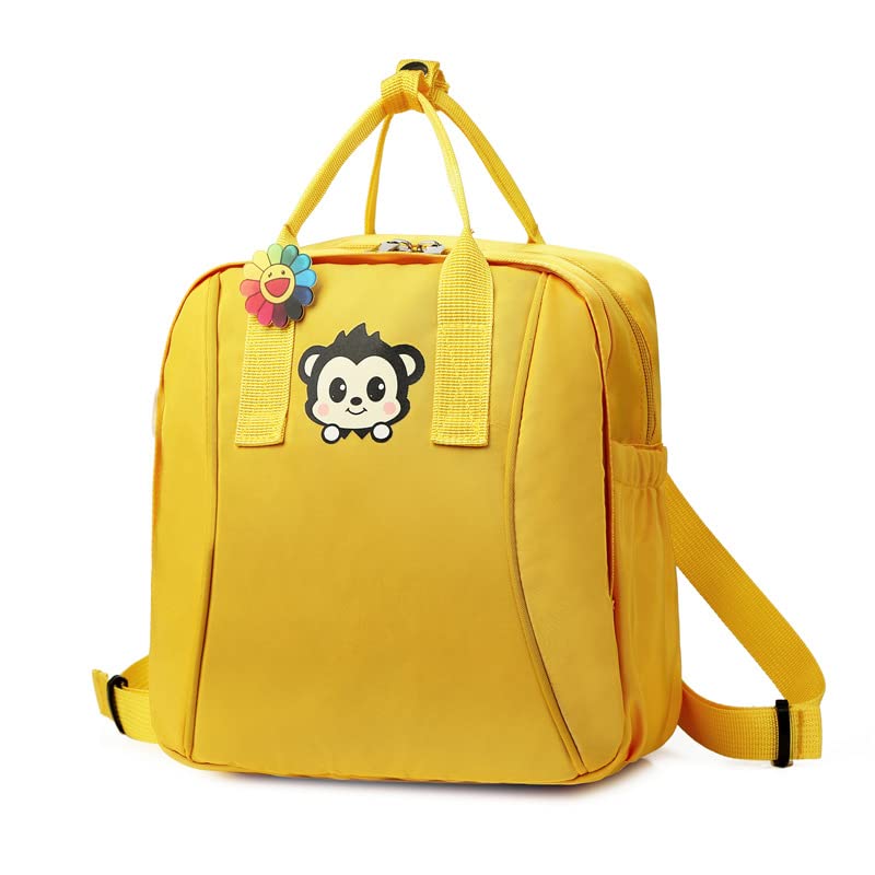 HKCP Bolsa de momia explosiva Mochila de dibujos animados Gran capacidad Biberón Pañal Bolsa para madre y bebé, Mono amarillo