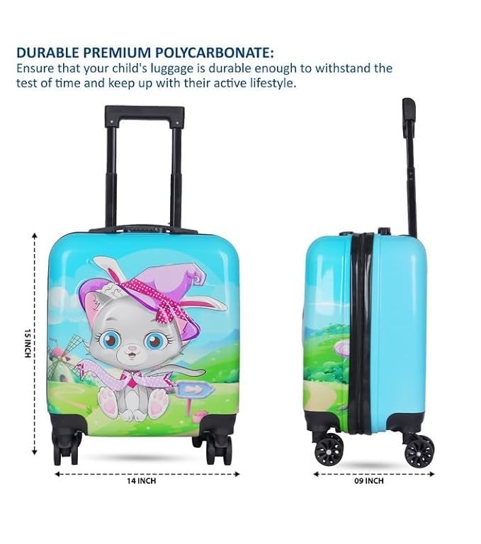 Image of Wise Guys Trolley Luggage Bag for Girls Kids Children Trolley Bag Lightweight Waterproof Suitcase Luggage Bag Compact 360 Wheel Cabin 18 Inch (Cutie Cat 5)
