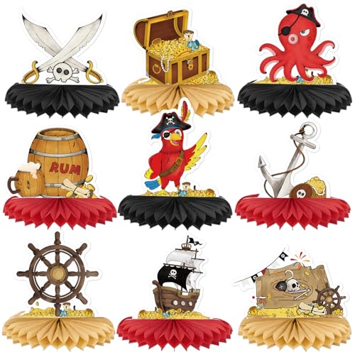 Centros de mesa para niños en decoraciones de fiesta pirata y suministros de loro infantil