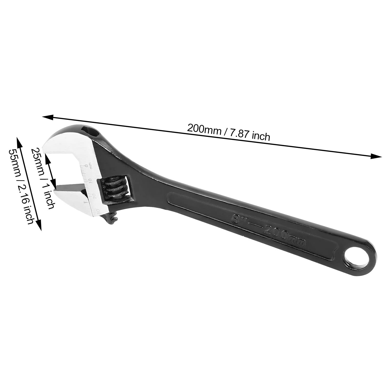 JOIKIT Confezione da 4 chiavi regolabili da 20 cm, con apertura a ganascia larga, finitura in ossido nero per smontaggio di tubi, automotive, e dadi per tubi