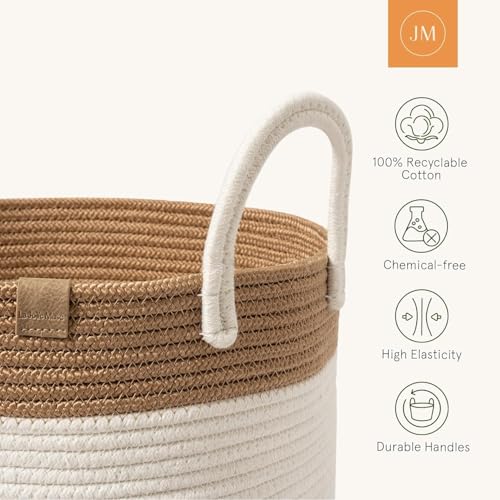 Image of Laundry Basket for Clothes | Toy Storage Basket | Washing clothes Storage Basket | Cotton Rope Basket | Multi-Purpose Use Big Size Laundry Basket | Dirty Cloth Baskets Jute | 36x36x46 cm