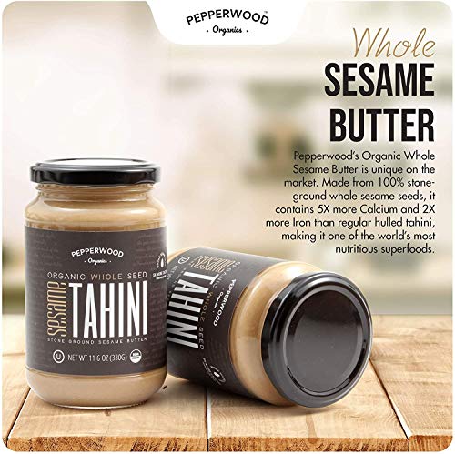Organic Whole Sesame Tahini Paste - Bulk 6.6lb Bucket - Unhulled & Stone-Ground - Silky Smooth Texture in Hummus, Dips, Dressings - Unsalted, Nut-Free, Kosher, Paleo, Keto - Pepperwood Organics - Thumbnail 6